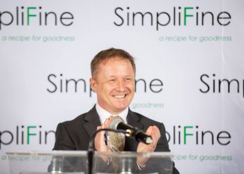 Steven Carlyon, President of SimpliFine addressing the crowd during the launch of the processing lines.
